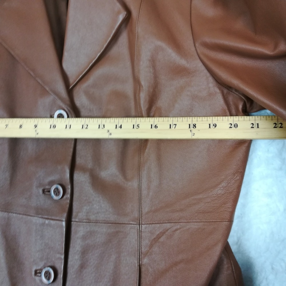 Chadwicks Chestnut Brown Leather Button-Front Coat - Picture 4 of 12